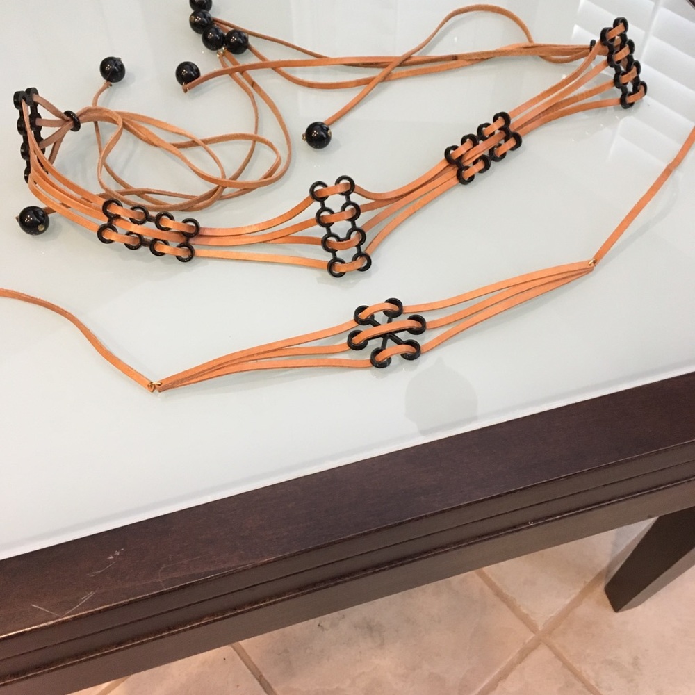 Tan leather belt and choker
